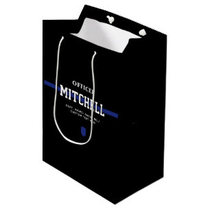 Personalized Police Officer Thin Blue Line Medium Gift Bag