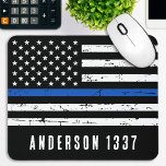 Personalized Police Officer Thin Blue Line Mouse Pad<br><div class="desc">Thin Blue Line Mouse Pad - American flag in Police Flag colors,  distressed design . Personalize with Officer's name. This personalized police officer planner is perfect for police departments. COPYRIGHT © 2020 Judy Burrows,  Black Dog Art - All Rights Reserved. Personalized Police Officer Thin Blue Line Mouse Pad</div>