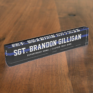 Personalized Police Officer Thin Blue Line Nameplate