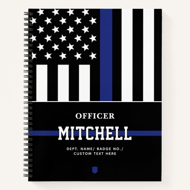 Personalized Police Officer Thin Blue Line Notebook (Front)