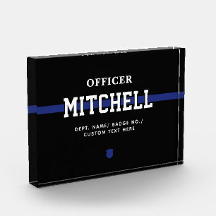 Personalized Police Officer Thin Blue Line Photo Block