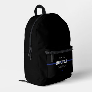 Personalized Police Officer Thin Blue Line Printed Backpack