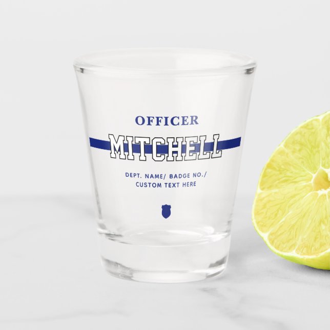 Personalized Police Officer Thin Blue Line Shot Glass (Front)