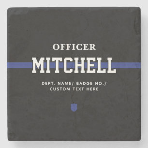 Personalized Police Officer Thin Blue Line Stone Coaster