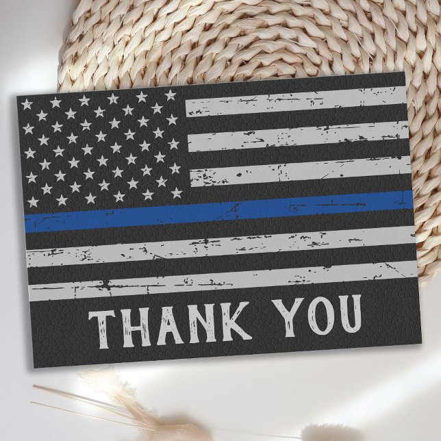 Personalized Police Officer Thin Blue Line Thank You Card (Creator Uploaded)