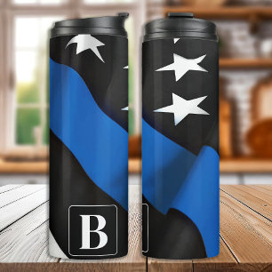 Personalized Police Officer Thin Blue Line Thermal Tumbler