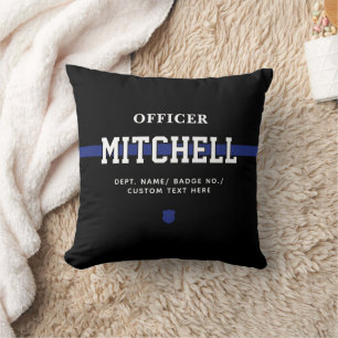 Personalized Police Officer Thin Blue Line Throw Pillow
