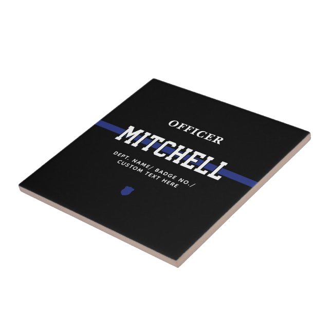 Personalized Police Officer Thin Blue Line Tile (Side)