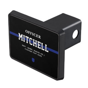 Personalized Police Officer Thin Blue Line Trailer Hitch Cover