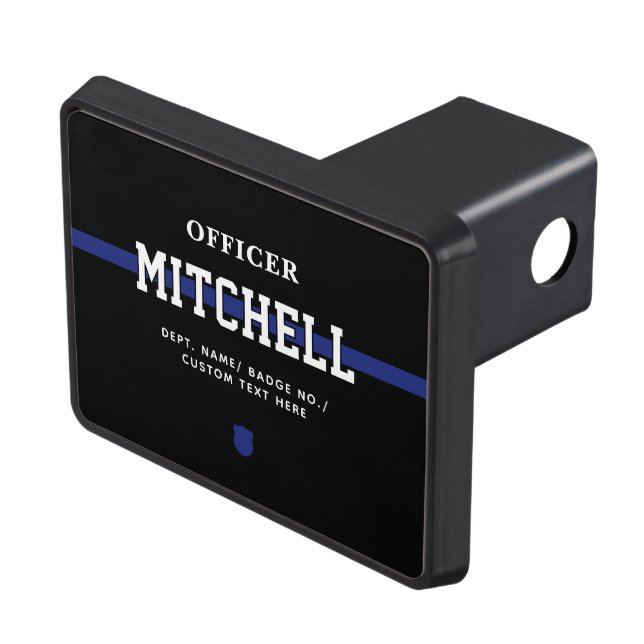 Personalized Police Officer Thin Blue Line Trailer Hitch Cover (Top Right)