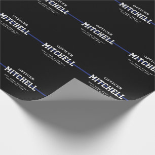 Personalized Police Officer Thin Blue Line Wrapping Paper