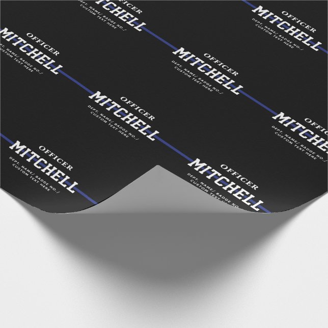 Personalized Police Officer Thin Blue Line Wrapping Paper (Corner)