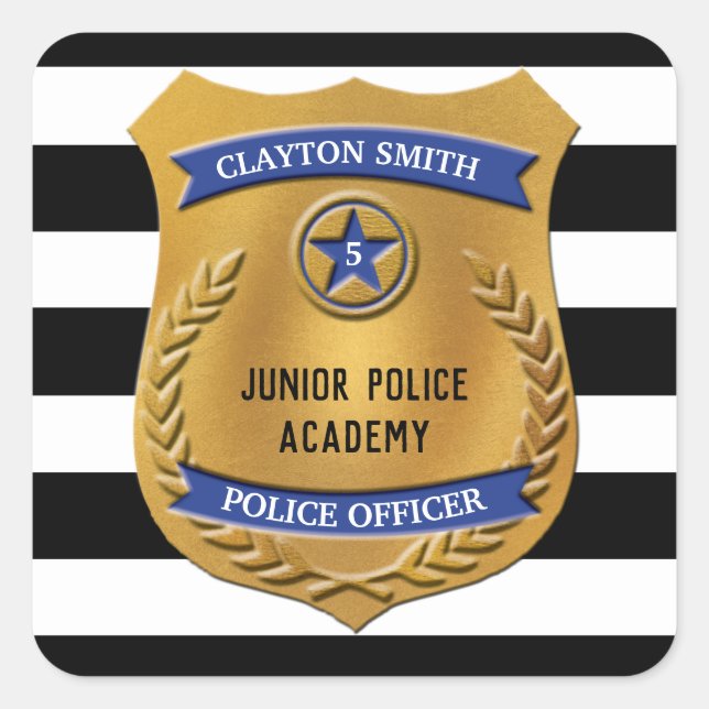 Personalized Police Party Square Sticker (Front)