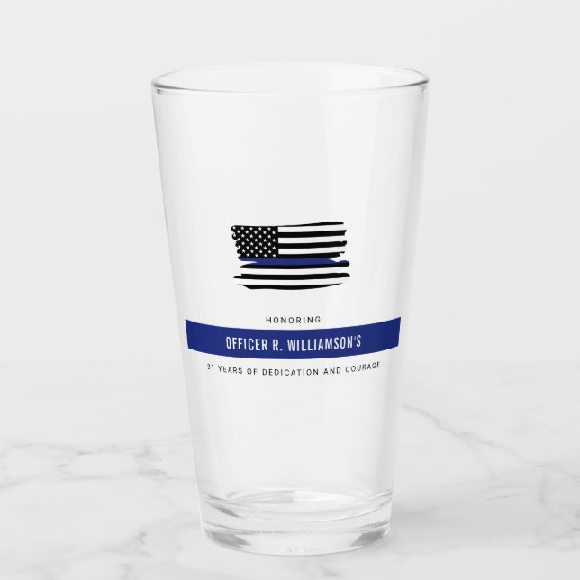 Personalized Police Retirement Celebration Glass (Front)