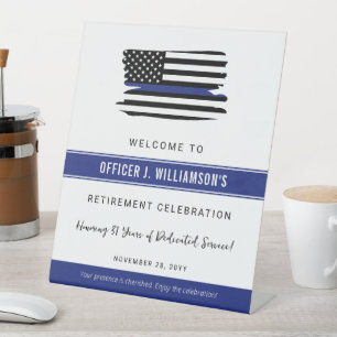 Personalized Police Retirement Celebration Pedestal Sign