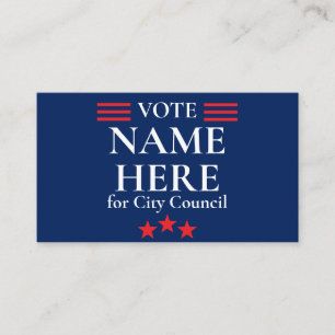 Personalized Political Election Campaign Candidate Calling Card