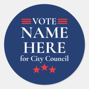 Personalized Political Election Campaign Candidate Classic Round Sticker