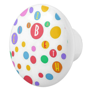 Personalized Polka Dot Ceramic Door Knob