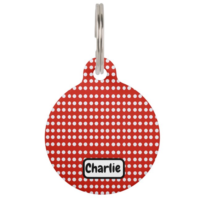 Personalized Polka Dot Dog Bandana  Pet Tag (Front)