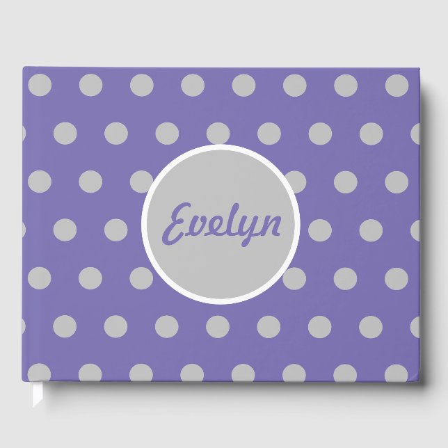 Personalized Polka Dot Guest Book (Lavender & Grey (Front)