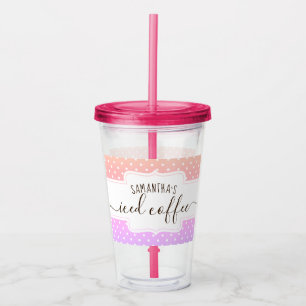 Personalized Polka Dot Iced Coffee Acrylic Tumbler