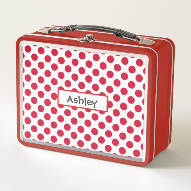 Personalized Polka Dot Metal Lunchbox (Front)