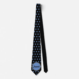 Personalized Polka Dot Neck Tie (Black & Baby Blue