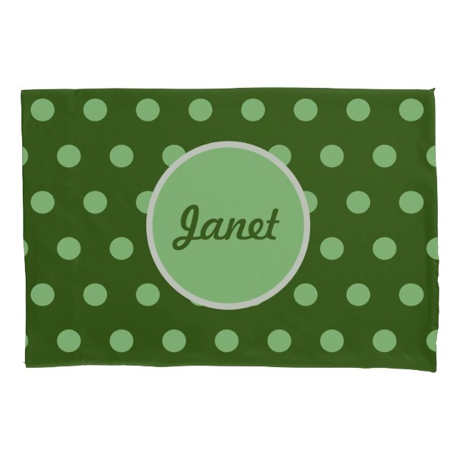 Personalized Polka Dot Pillowcase (Hunter Green) (Front)