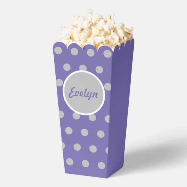 Personalized Polka Dot Popcorn Box (Lavender) (Popped)