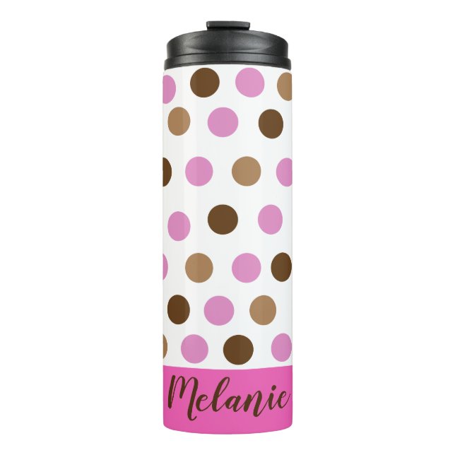 Personalized Polka Dot Thermal Tumbler (Front)