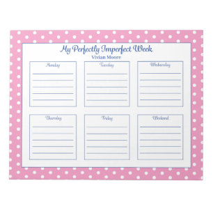 Personalized Polka Dot Weekly Planner Notepad