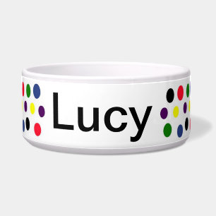 Personalized Polka Doted Dog Bowl