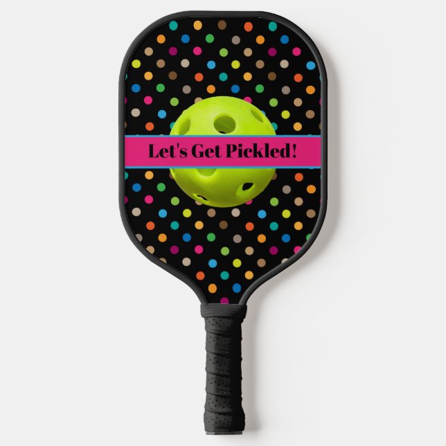 Personalized Polka Dots Let's Get Pickled Pickleball Paddle (Front)