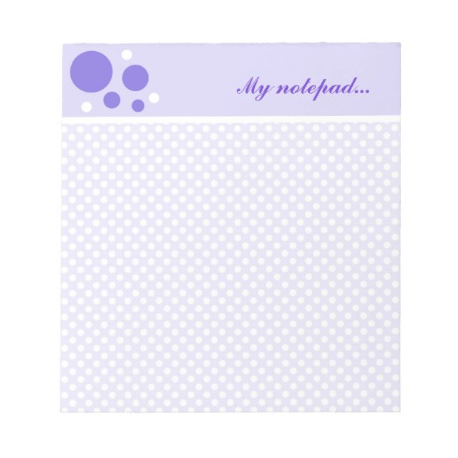 Personalized Polka Dots Notepads:Purple White Dots Notepad (Front)