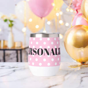 Personalized polkadot pattern wine glass tumbler