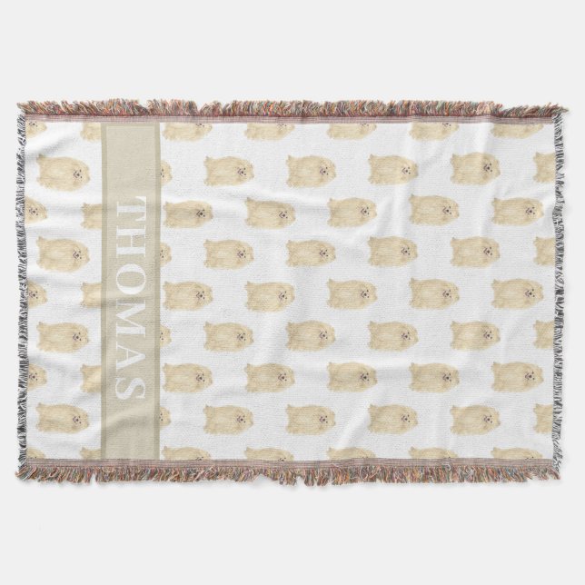 Personalized Pomeranian  Throw Blanket (Front)
