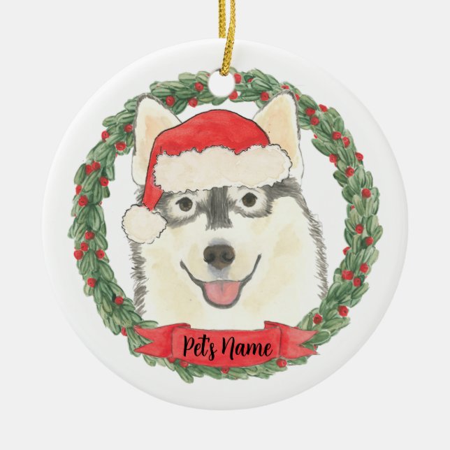 Personalized Pomsky Ceramic Ornament (Front)