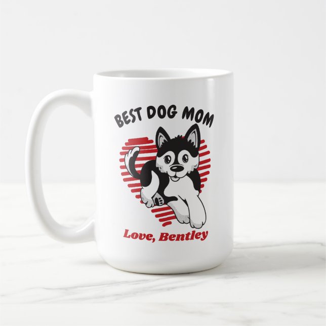 Personalized Pomsky Puppy Dog Mom Custom Name Coffee Mug (Left)