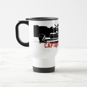 Personalized Pontoon Boat Travel Mug in Black