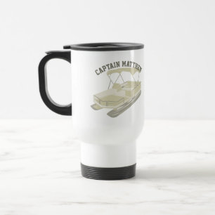 Personalized Pontoon Boat Travel Mug in Tan