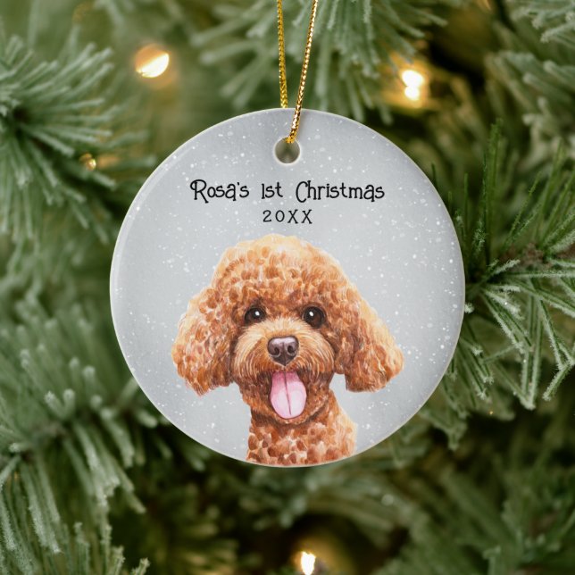 Personalized Poodle Ceramic Ornament (Tree)