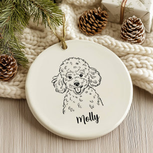Personalized Poodle Dog Christmas Ceramic Ornament