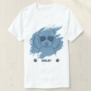 Personalized Poodle Dog Dad Ice Blue Brush T-Shirt