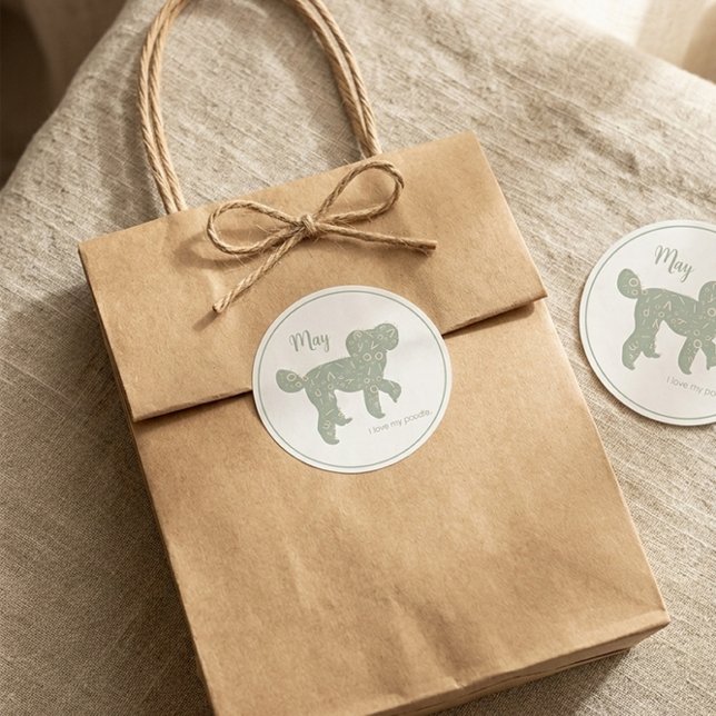 Personalized Poodle Matcha Green Gift Wrap Seal (Creator Uploaded)