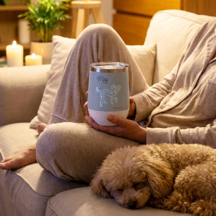Personalized Poodle Mom Heart Silhouette Ice Blue