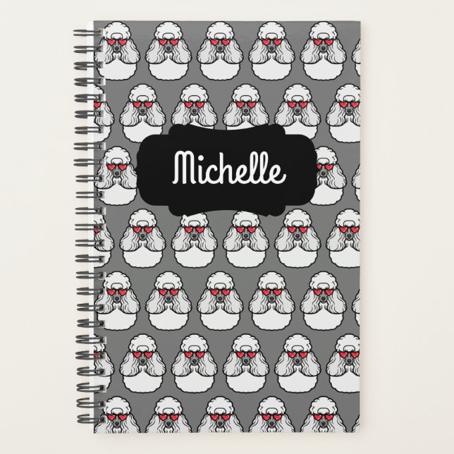 Personalized Poodle Pattern Funny Planner (Front)
