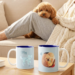 Personalized Poodle Photo Mug Double-Sided Blue