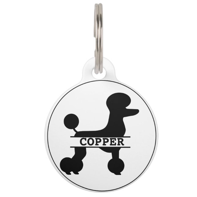 Personalized  Poodle Round Pet Tag (Front)