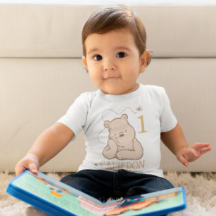 Personalized Pooh First Birthday Baby T-Shirt