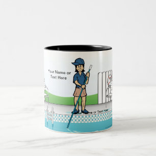 Personalized Pool Cleaner - Female Cartoon Two-Tone Coffee Mug